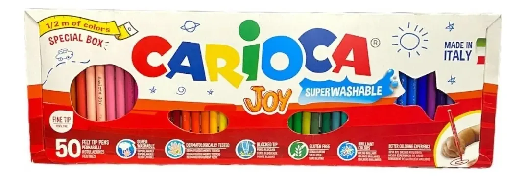 Marcadores e marcadores laváveis Carioca Joy X 50 unidades