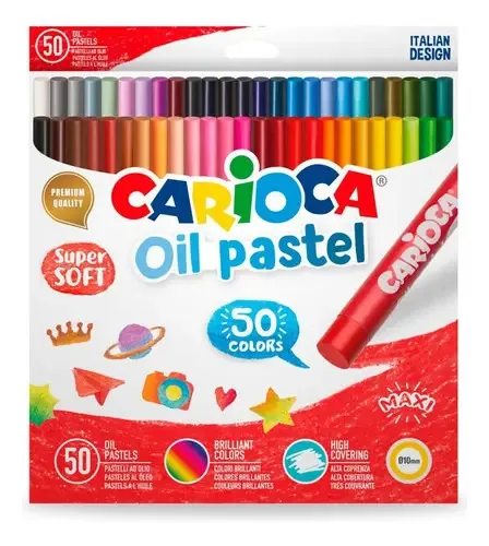 Caixa de pastéis Maxi Oil Pastels X 50 cores cariocas