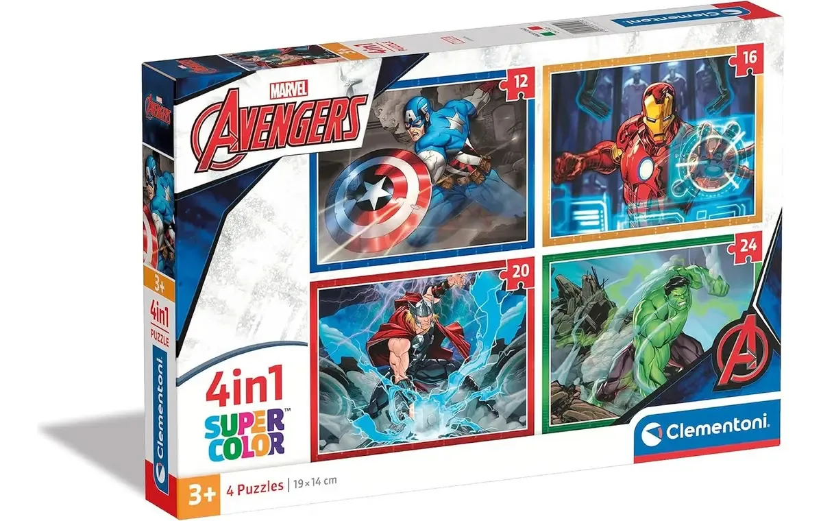 4 quebra-cabeças progressivos Marvel Avengers Clementoni Hulk