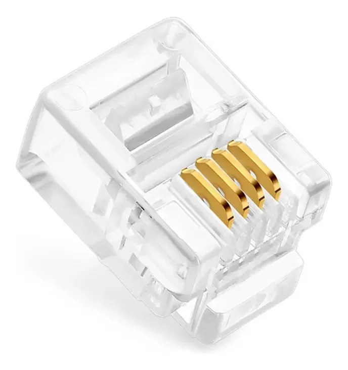 Plug Conector Rj11 6x4 Crimpar 4 Vias Pacote Com 200 Peças
