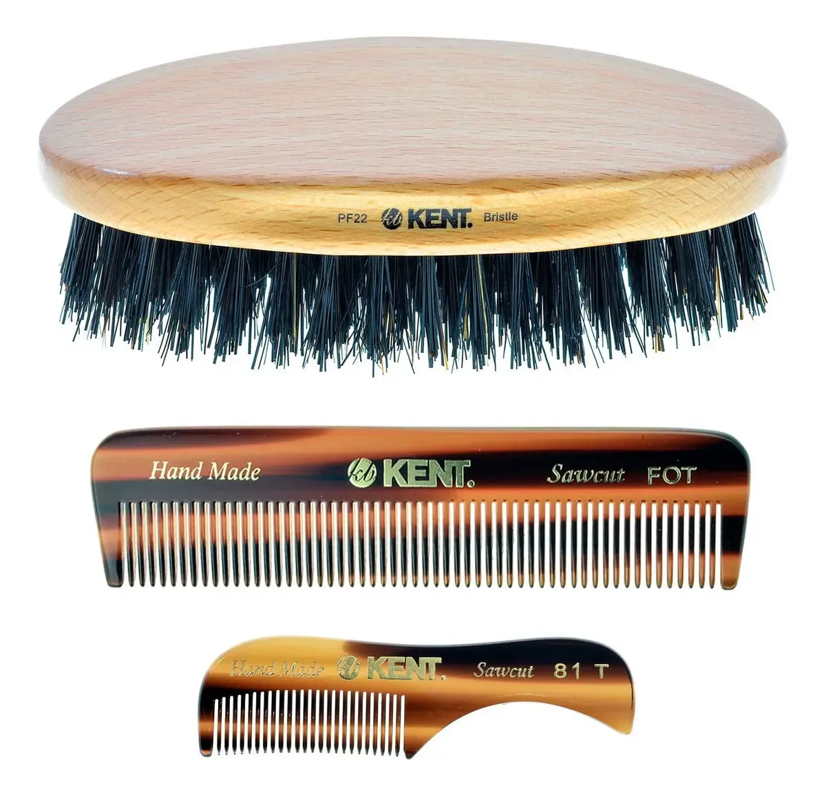 Kit de pente de barba e escova de bolso masculino Kent
