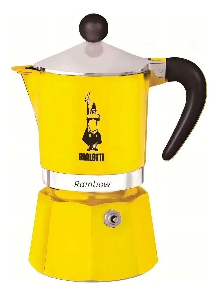 Cafeteira Bialetti Moka Rainbow automática amarela italiana