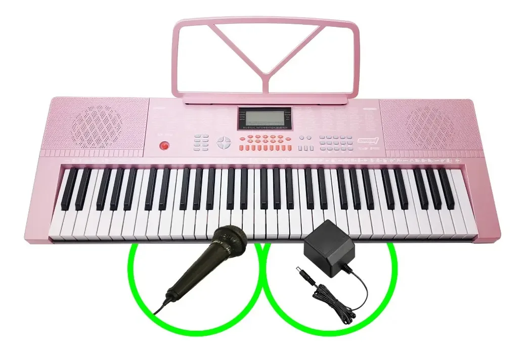 Teclado de órgão de 5 oitavas+fonte rosa
