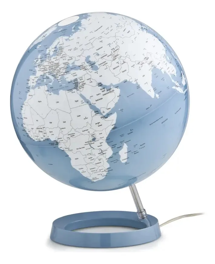 Atmosphere Cooper Blue Led Globe. Base de aço azul Globo de aço azul
