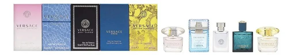 Conjunto de Miniaturas de Fragrâncias Versace para Unissex, 5 Peças