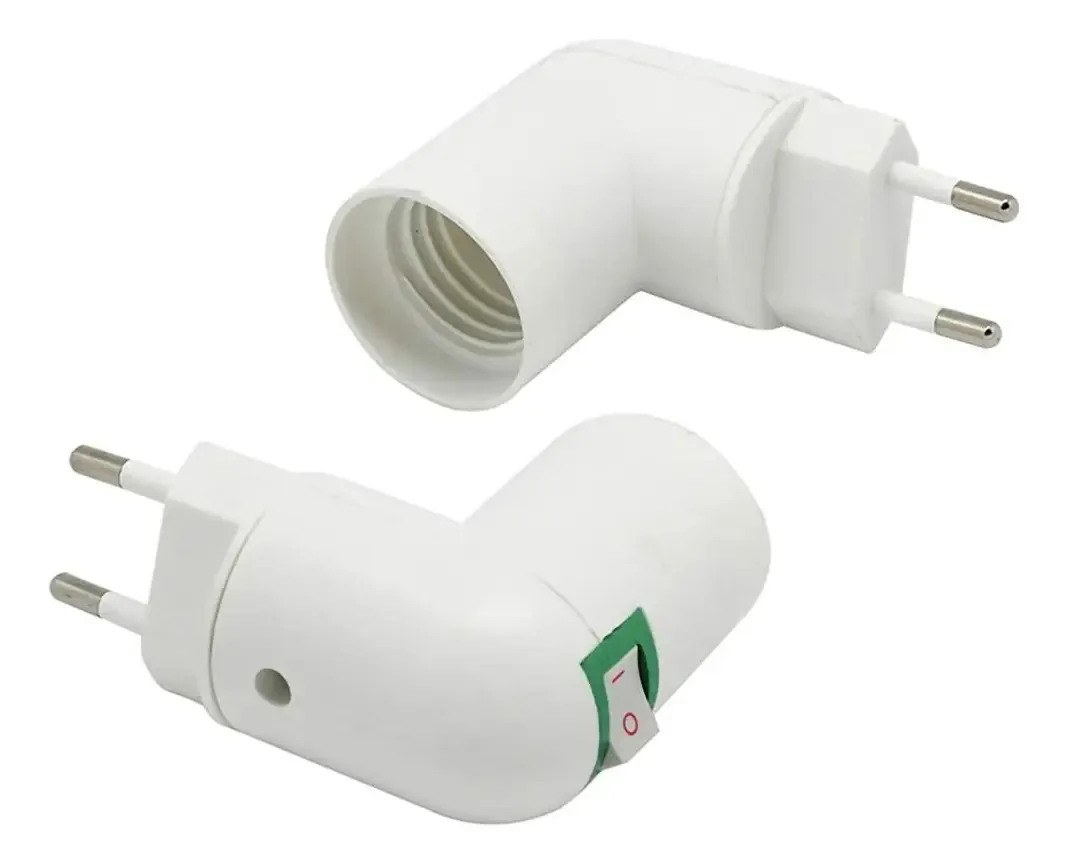 Suporte de lâmpada E27 C, interruptor adaptador e plugue rotativo