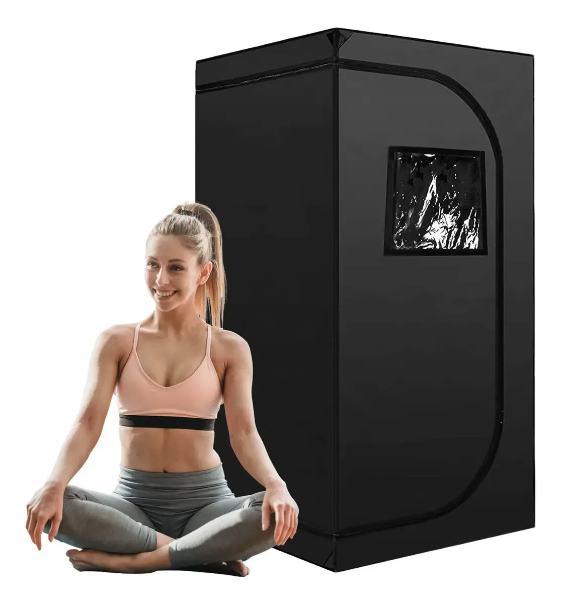 Zonemel Sauna Portátil, Tamanho Completo para 1 Pessoa, para Terapia de Desintoxicação e Relaxamento (Vaporizador Não Incluído), Preto, 55.1 X 31.5 X 31.5 Polegadas