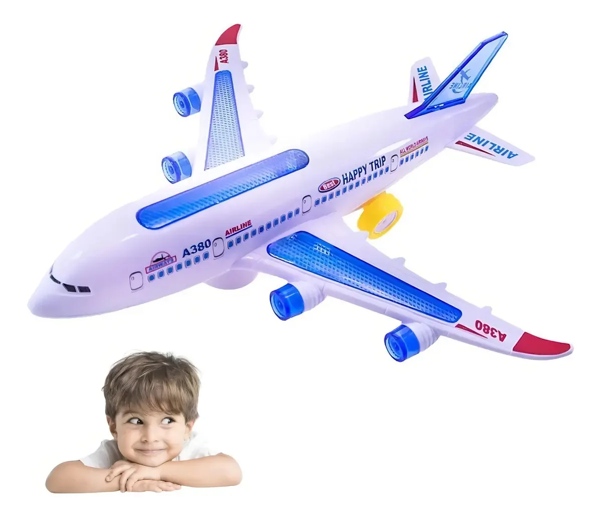 Avião de Brinquedo Toy King Bate Bate Branco com Luz e Som