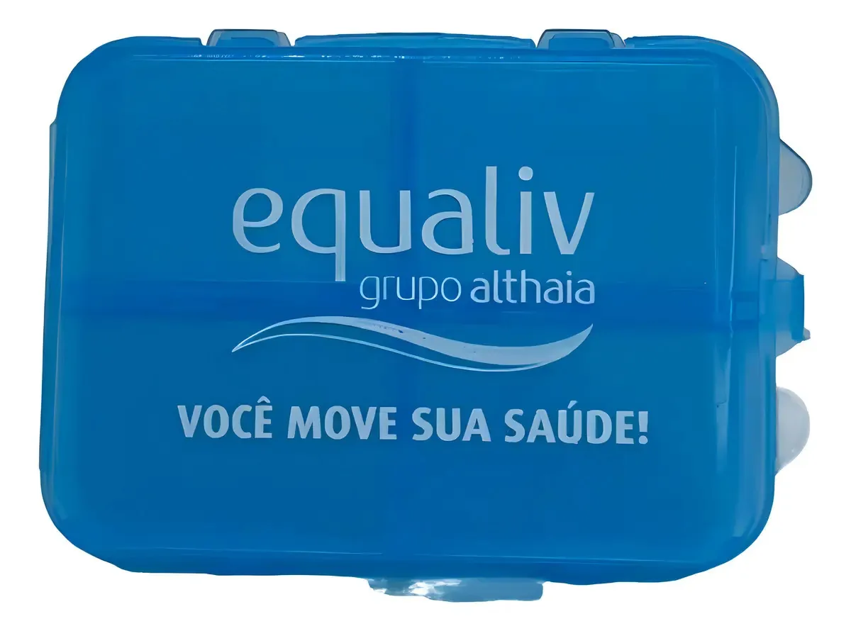 Porta Comprimidos Compacto Semanal - 8 Divisórias - Equaliv Cor Azul