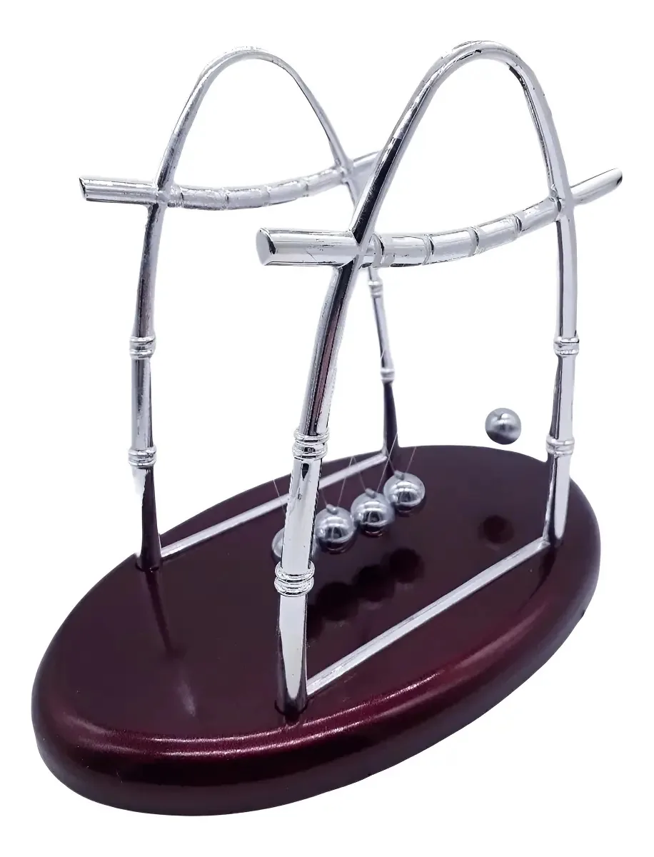 Pêndulo de Newton Oval Apeximp Extra Grande 5 Bolas Plástico Vinho 27 cm