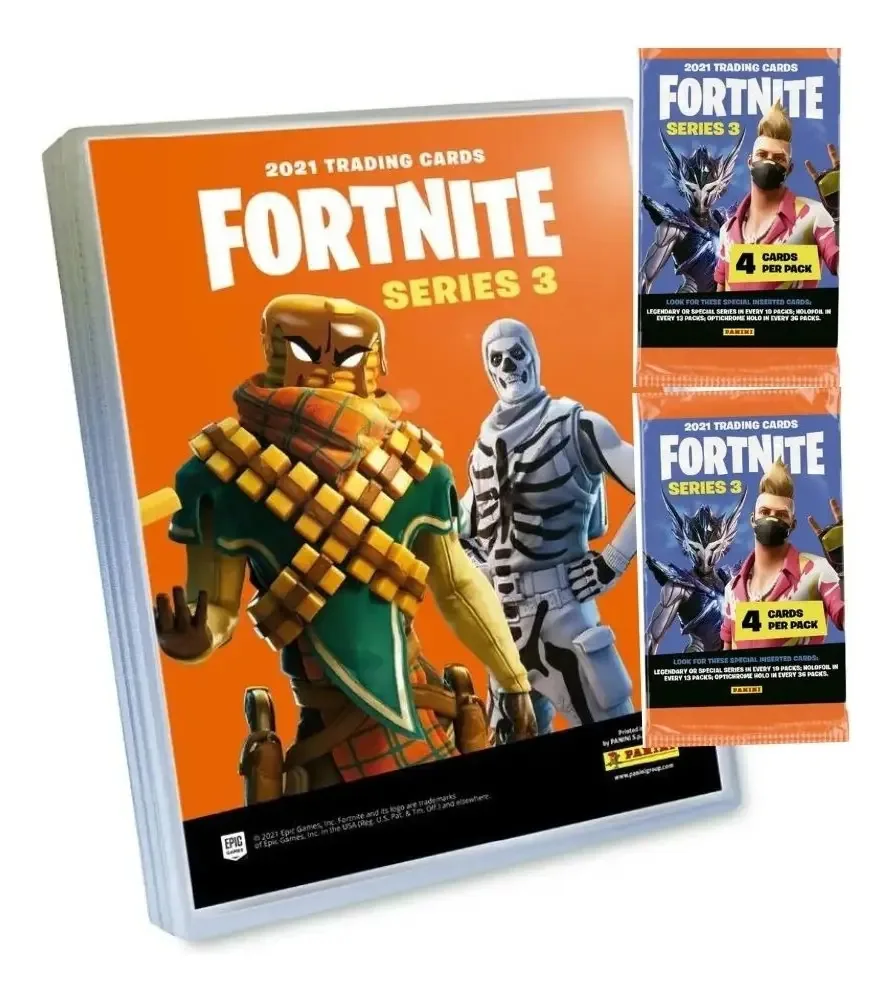 Cartões colecionáveis Fortnite Series 3 Panini Binder + 2 envelopes
