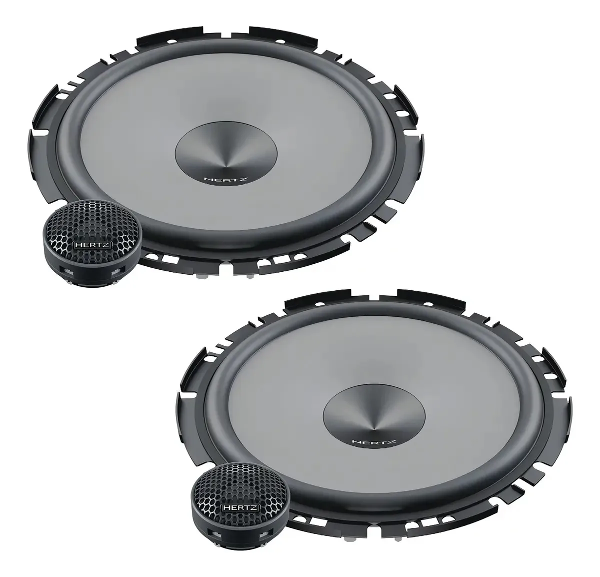Caixas de som Hertz Uno, 6,7 polegadas, pretas.
