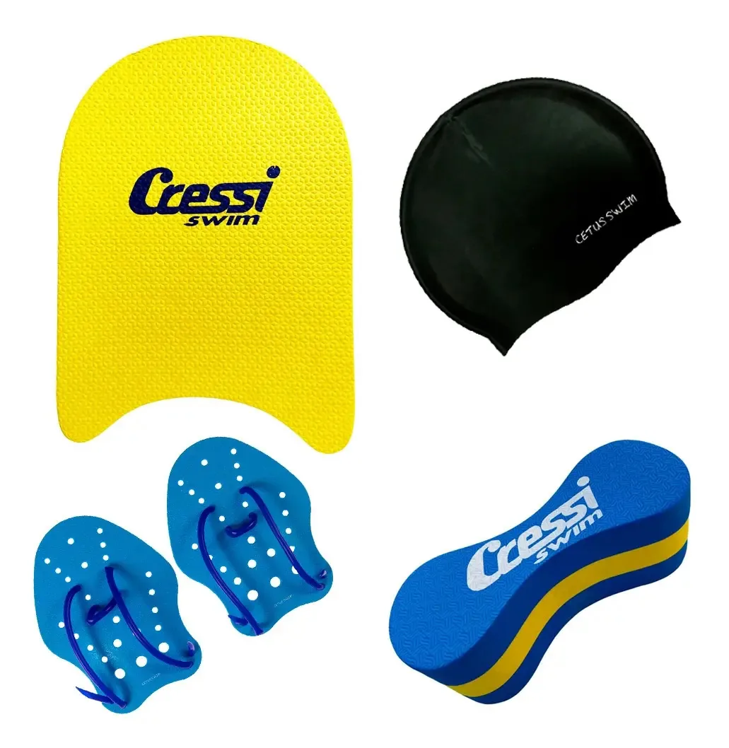Kit Natação Cressi Cetus Prancha Palmar Pullbouy Touca Cor Amarelo