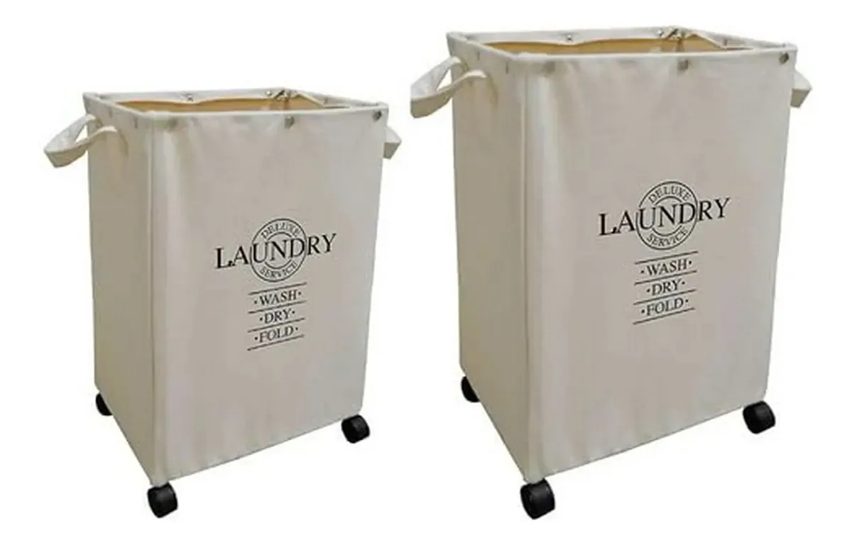 Cesto de roupa suja com rodas e alça - de 2 dobráveis e duráveis