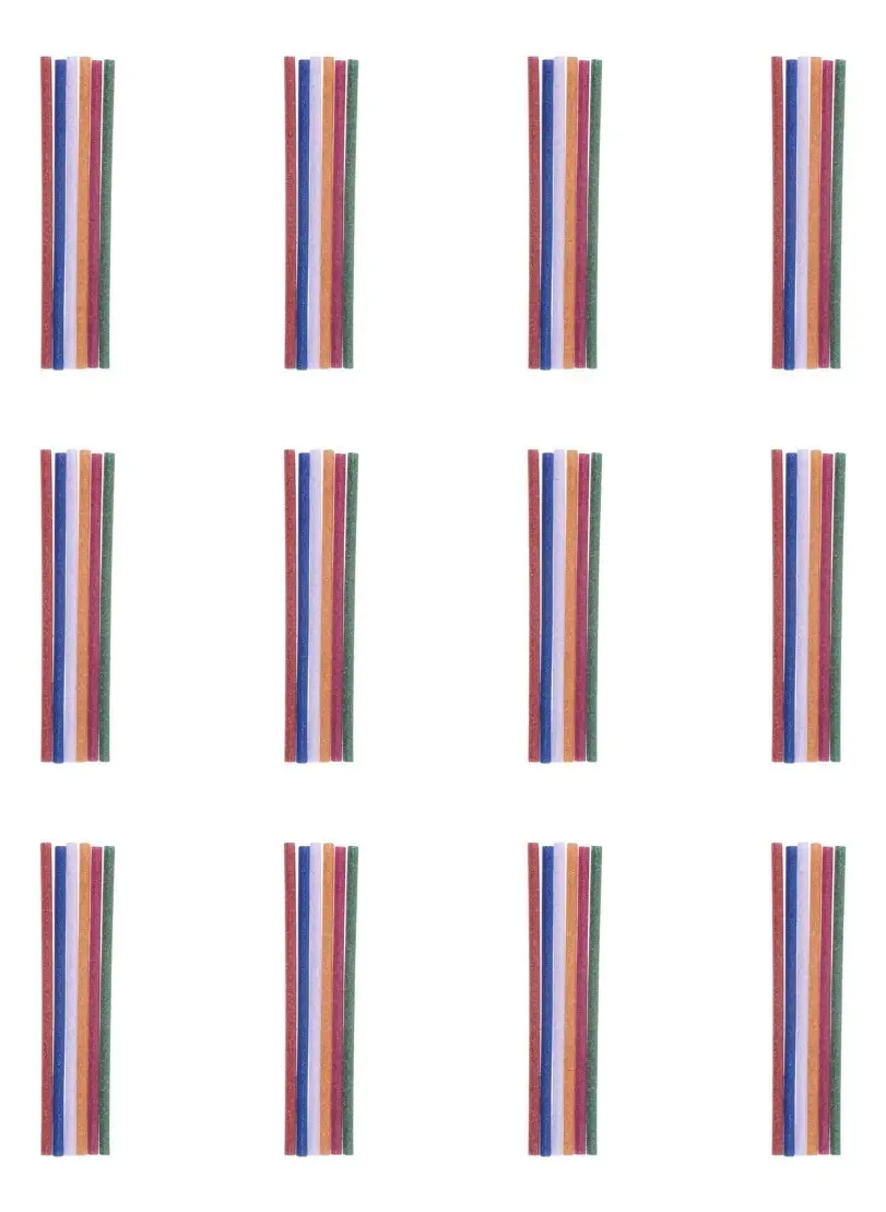 Pacote de 12 bastões de silicone brilhante para pistolas quentes, cores variadas