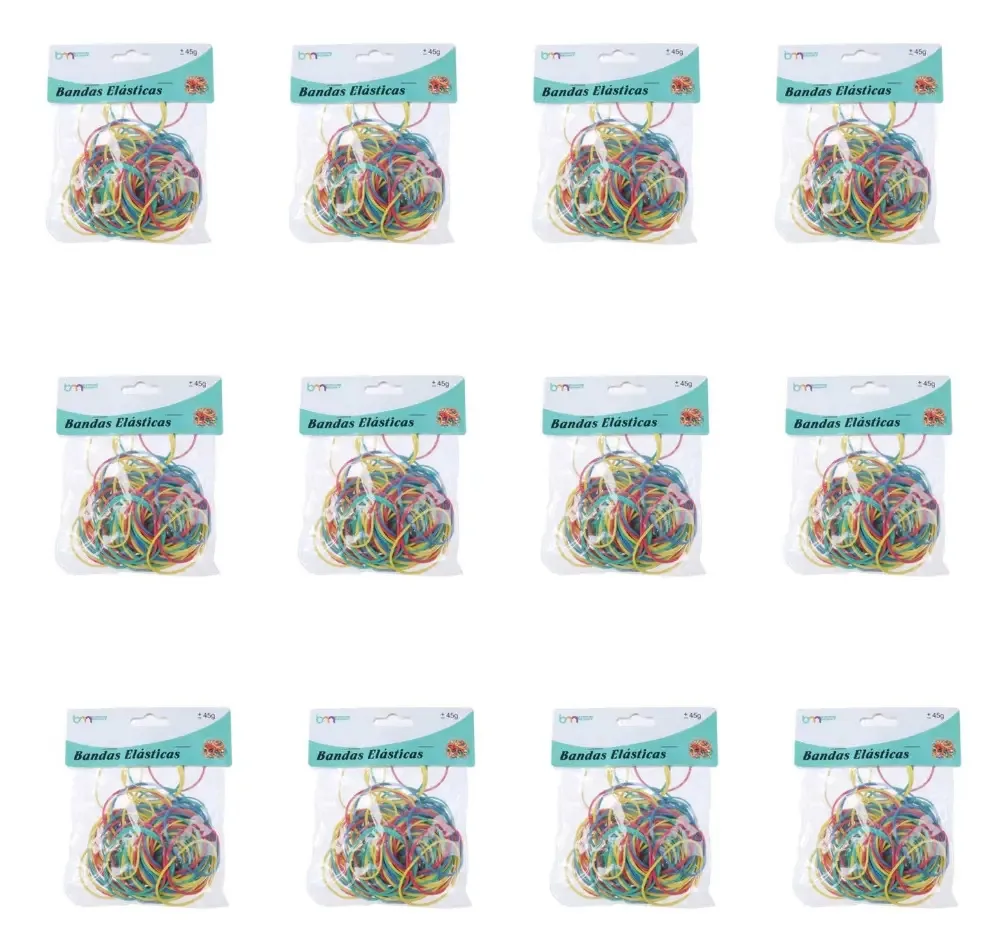 Pacote de 12 faixas elásticas para notas de cores variadas