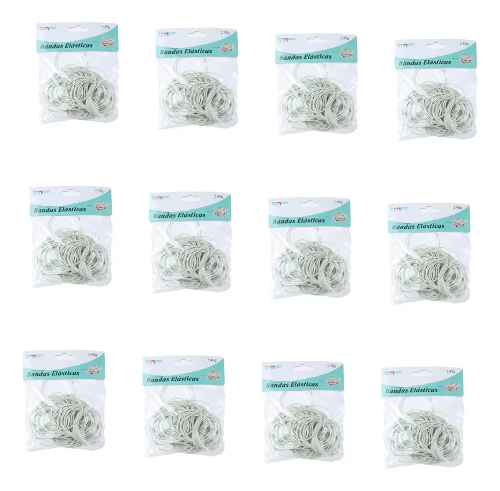 Pacote de 12 faixas elásticas brancas para notas