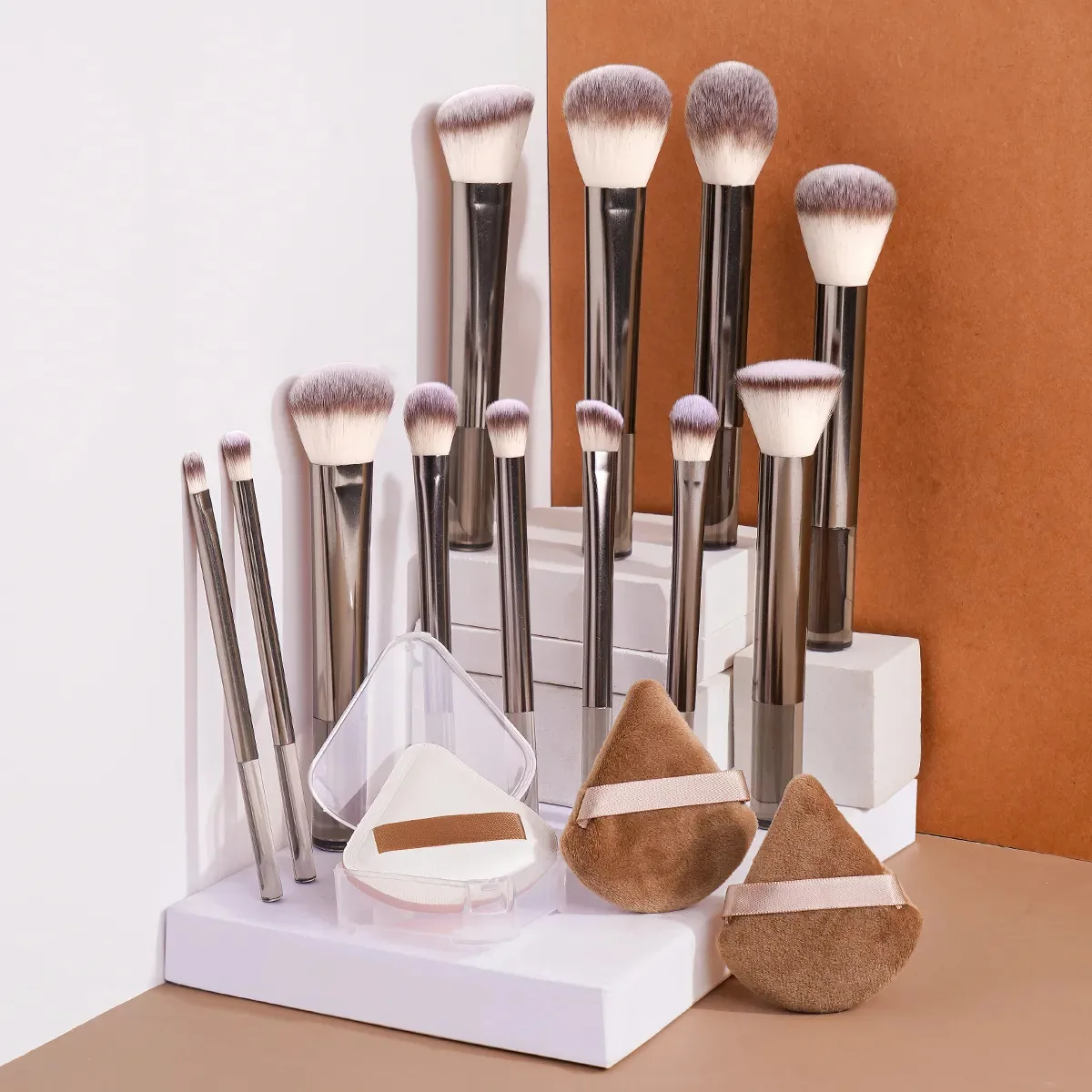 Kit De 12 Pincéis De Maquiagem E Acessórios Com 3 Esponja De Maquiagem Estilo 1 Maange Pincel Maquiagem Estojo De Maquiagem Sombra Pincel Corretivo Olhos Pincel De Sombra Pincel De Blush