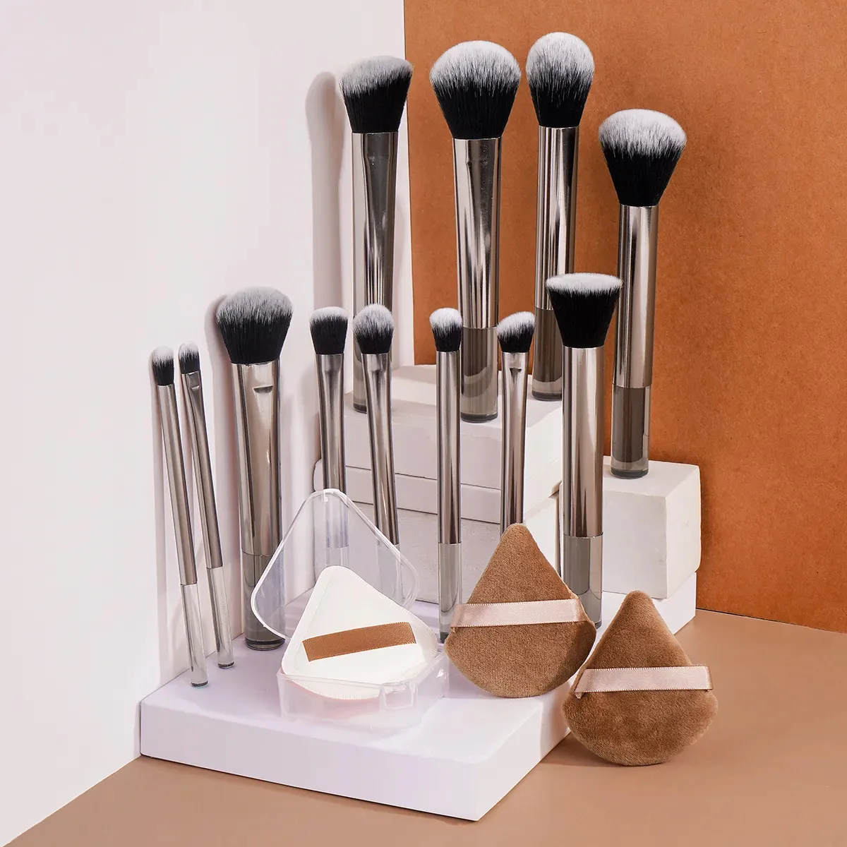 Kit De 12 Pincéis De Maquiagem E Acessórios Com 3 Esponja De Maquiagem Estilo 2 Maange Pincel Maquiagem Estojo De Maquiagem Sombra Pincel Corretivo Olhos Pincel De Sombra Pincel De Blush