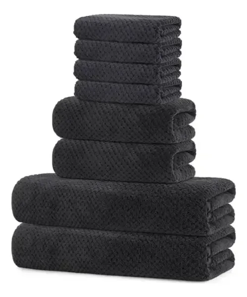 8pcs jogo de toalhas Banho Suave Lã De Coral Absorvente Cor Preto Estilo 1,YUR kit toalhas banho gigante (2 toalha de banho 140*70cm + 2 toalhas mão 35*75cm + 4 rosto 30*30cm) banheiro toalhas atacado