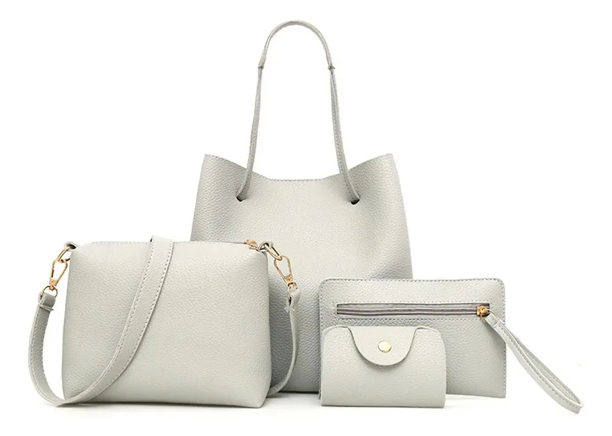 Conjunto de 4 bolsas, modas femininas, bolsas tipo carteira para mulheres, tiracolo, brancas