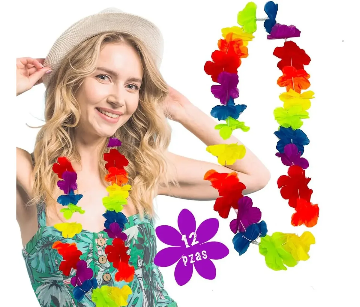 24 peças de colares e pulseiras havaianas de flores Heobei para decorações de festas/praia/aniversário/casamento