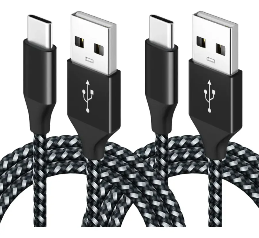 Cabo usb USB-C 2m Waikil Usb Tipo C preto com entrada USB Tipo C saída USB-C