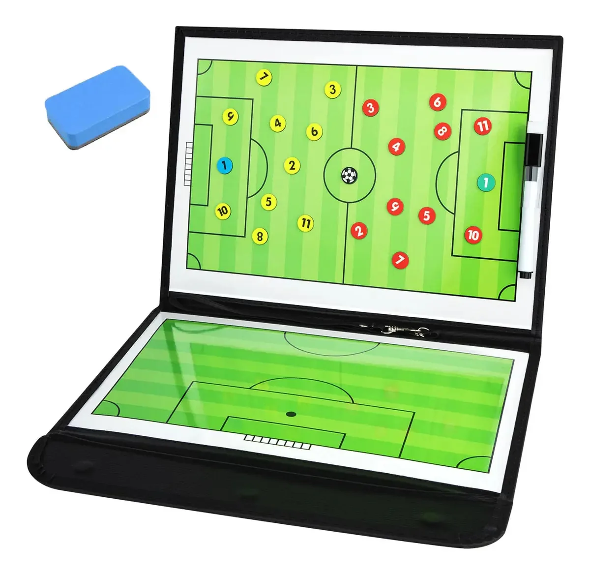 Tabuleiro de estratégia, bola magnética, mesa tática Aniczon, quadro de treinamento de futebol, com marcador apagável e marcador, para competição, ensino e treinamento, quadro magnético de futebol