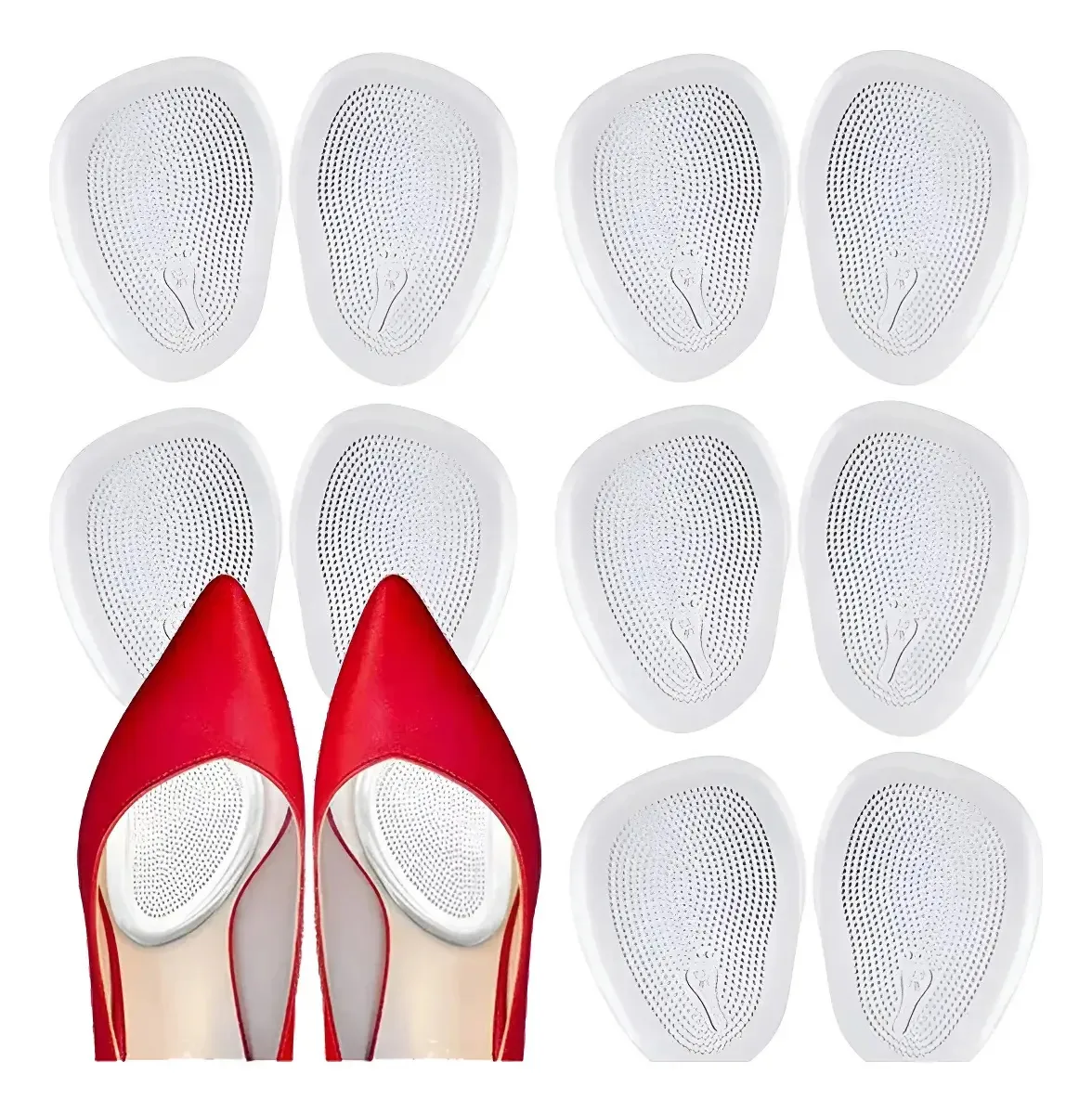 5 pares de protetor de calcanhar e palmilha metatarsais, gel para pés, branco, tamanho único, protetor de calcanhar para alívio da dor