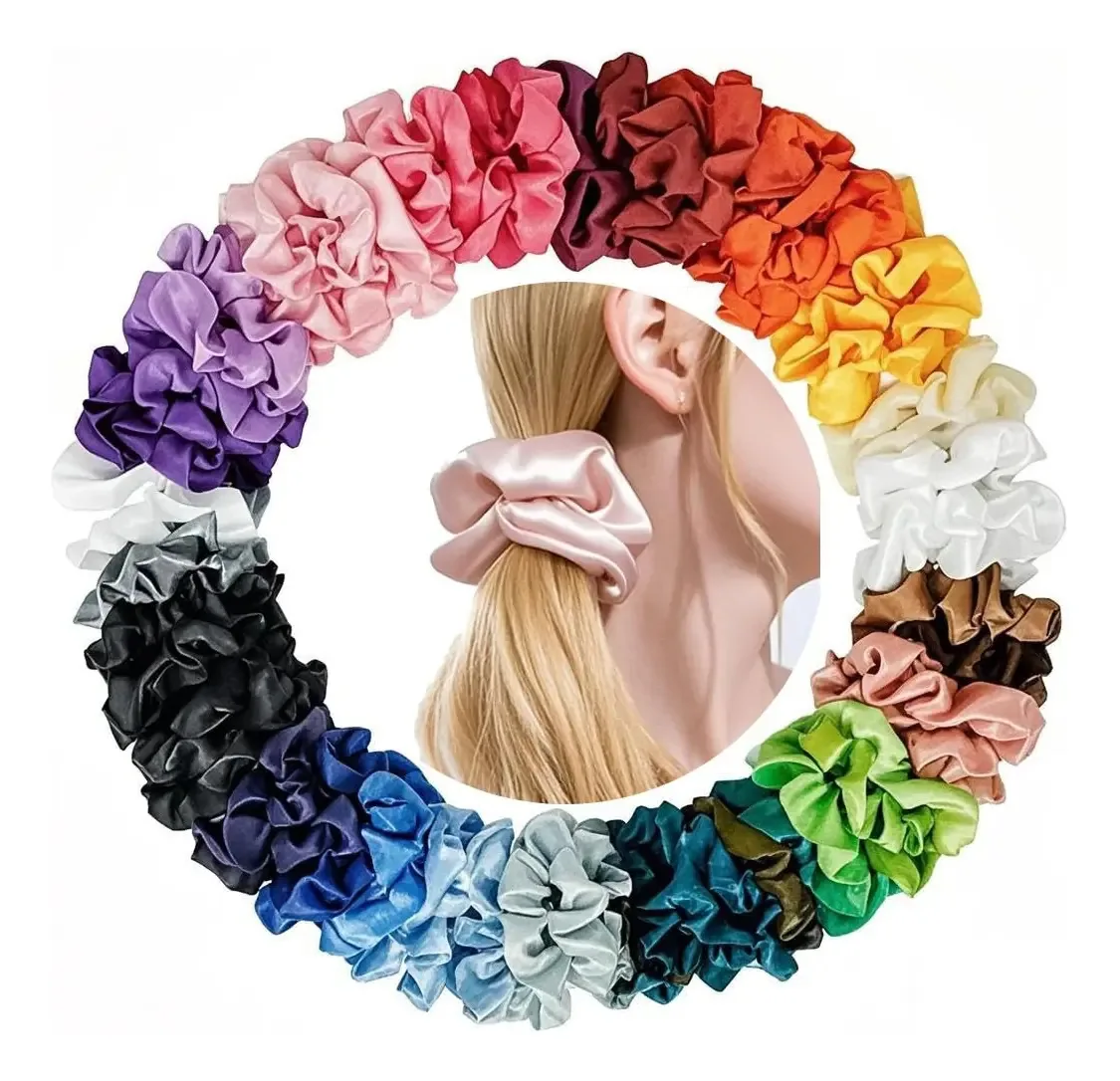 Bandanas de cetim de seda, gravatas de cabelo, elásticos, venda por atacado, acessórios de moda feminina, Vmimv, 40 peças