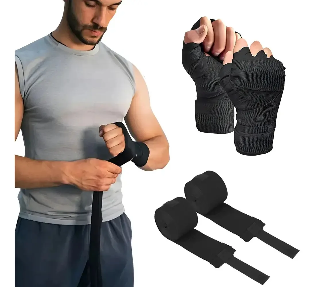 Bandagens de boxe semielásticas Aniczon de 2 peças, protetores de mão de boxe, bandagens elásticas para mãos, bandagens esportivas (5 m), para bandagens de proteção de punhos e juntas