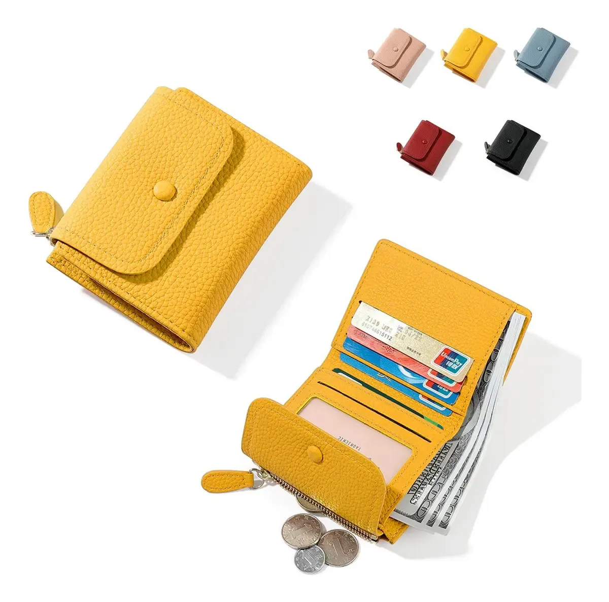Carteiras femininas Carteiras femininas com porta-cartões, cor feminina, amarelo