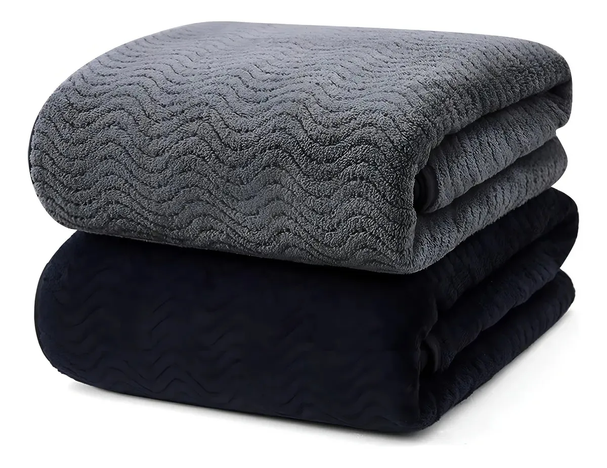 Kit 2 Toalhas Banho Grandes YUR 180x90cm Microfibra Coral Fleece