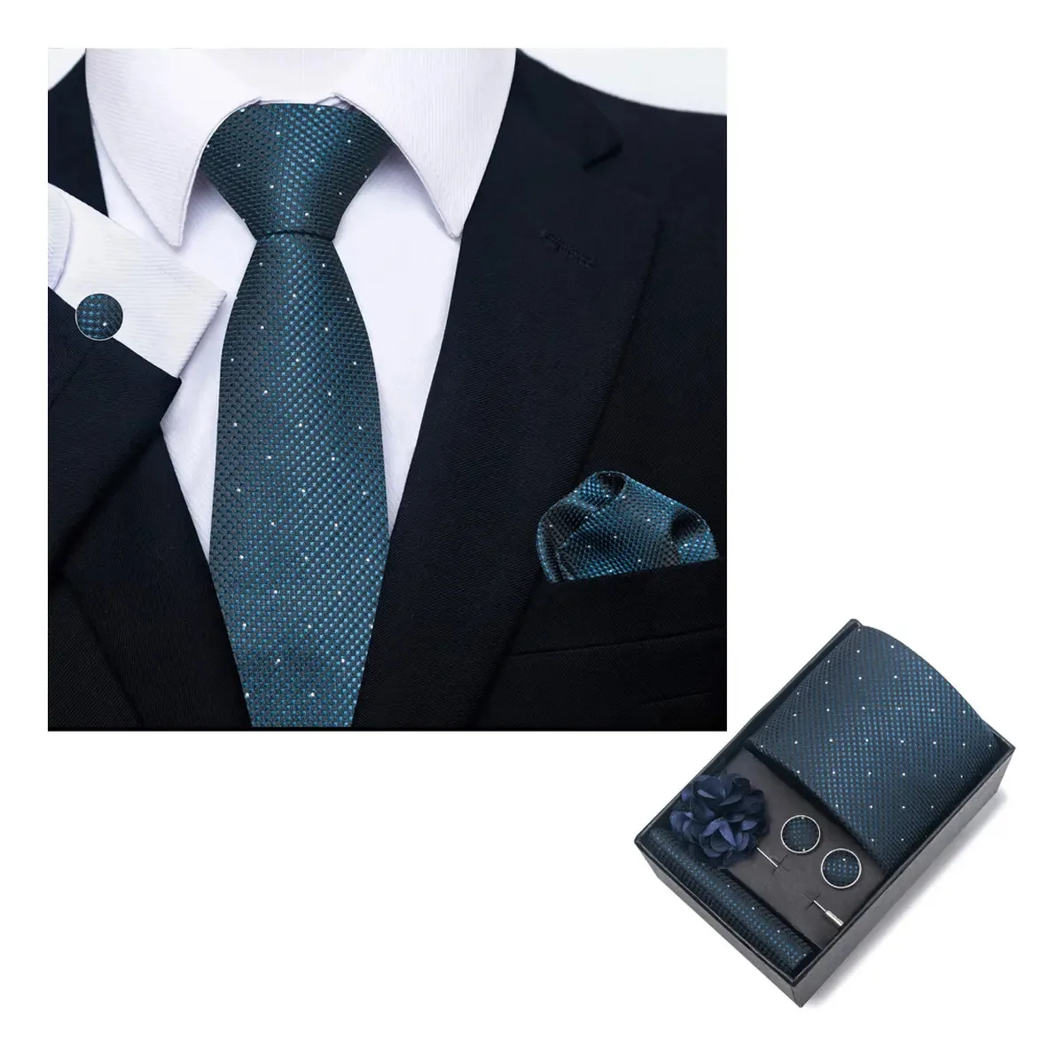 Conjunto de gravatas masculinas, abotoaduras para homens, cor Fb274, design de tecido, gravatas comerciais, comprimento 1,47 m