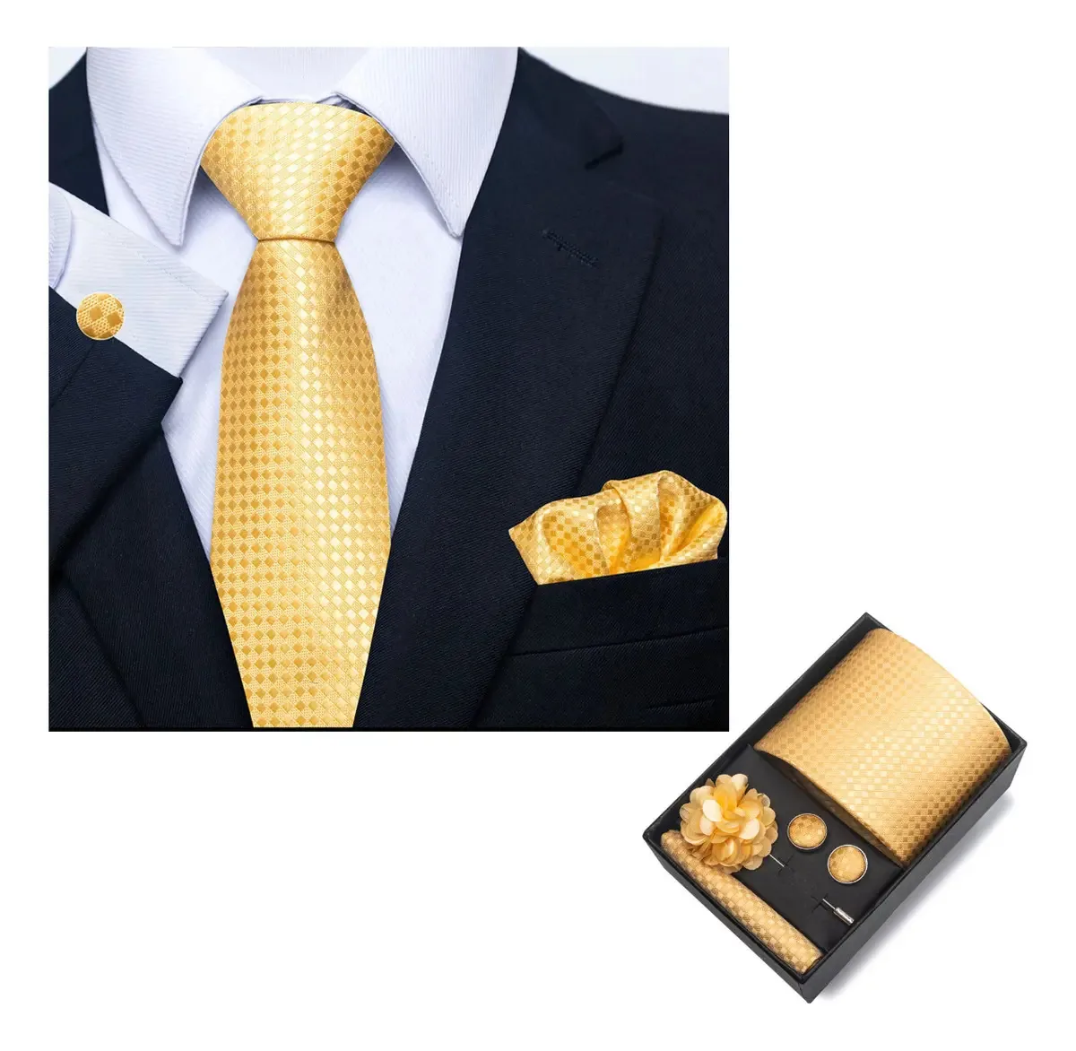 Conjunto de gravatas masculinas, abotoaduras para homens, cor Fb287, design de tecido, gravatas comerciais, comprimento 1,47 m