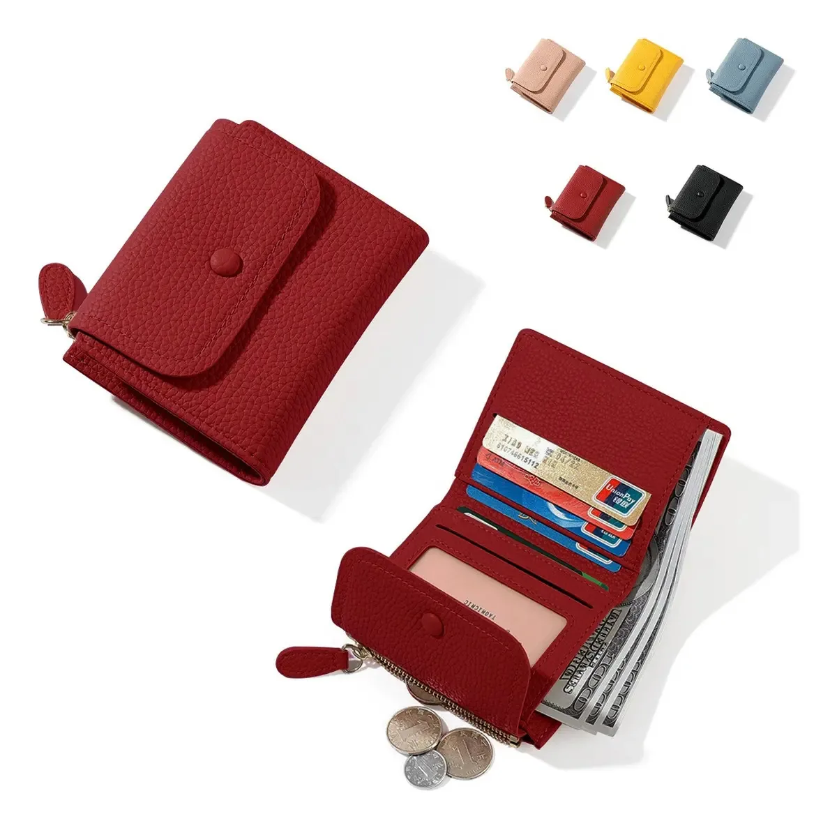 Carteiras femininas Carteiras femininas com porta-cartões, cor feminina, vermelho