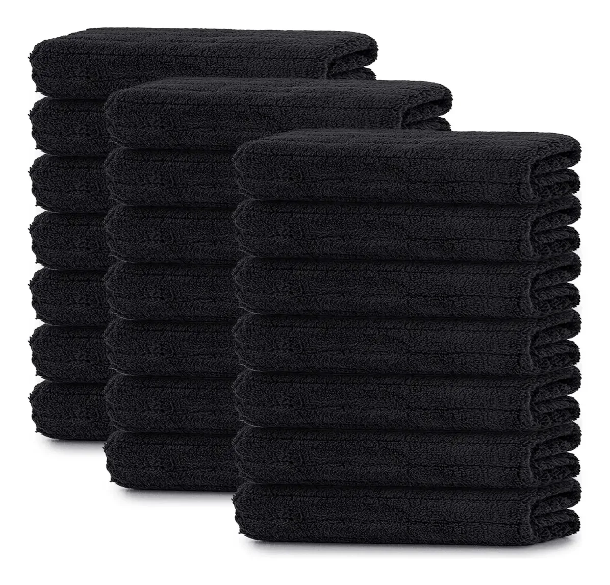 Toalhas de rosto de microfibra 30x30cm 21 unidades pretas