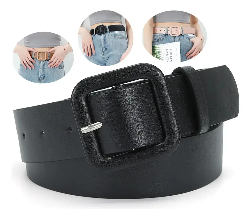 Cinto Fivela Para Cintos Elegante Para Moda Feminina, ,cintos para usar com vestidos,Juvenil E Casual Cor Preto 105*3.8cm Cinto Social moda,cintos femininos Preto Couro fivelas cinto
