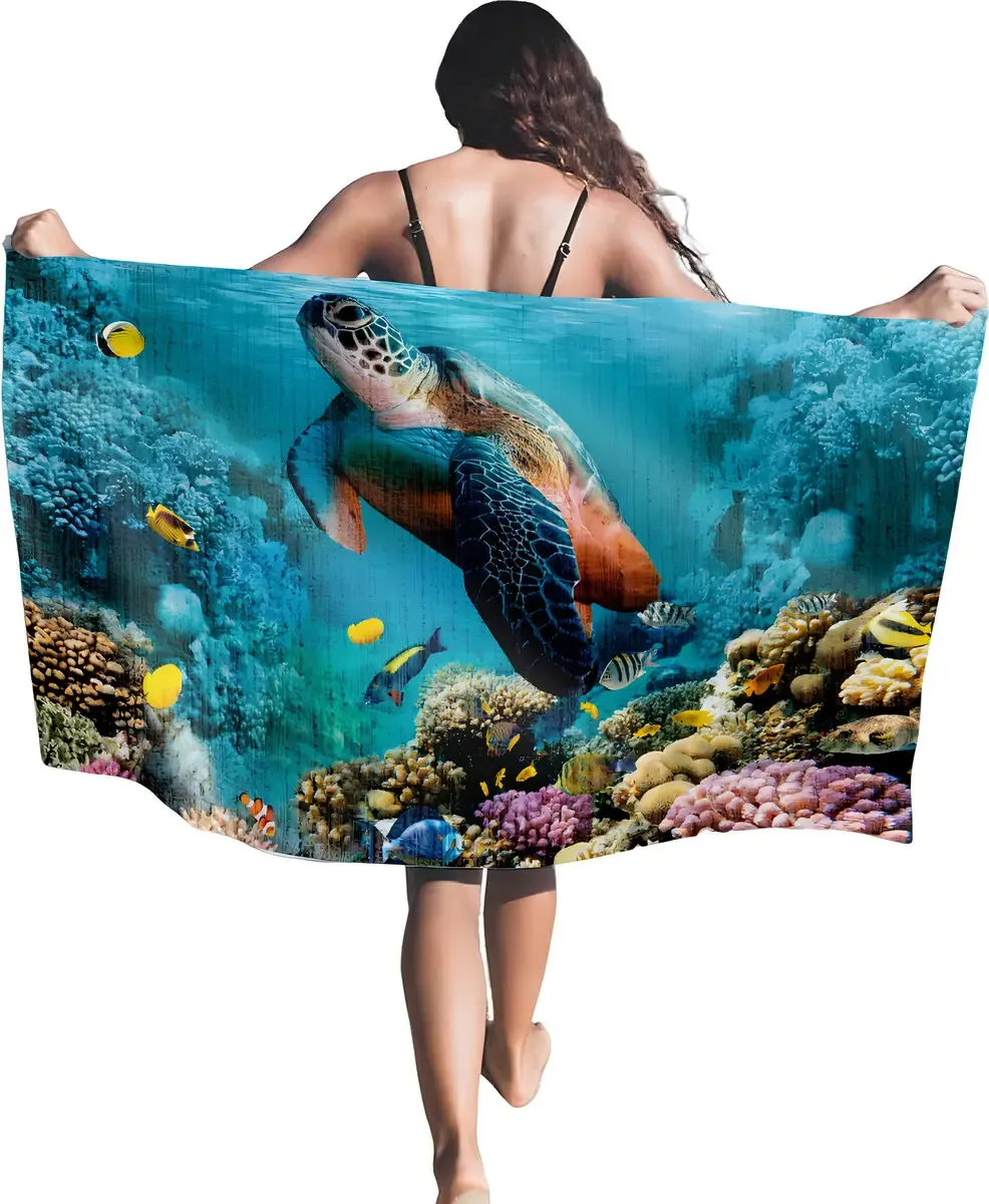 Toalhas esportivas de microfibra para banho de natação, ginástica, 180x90cm, cor de tartaruga, estilo dois