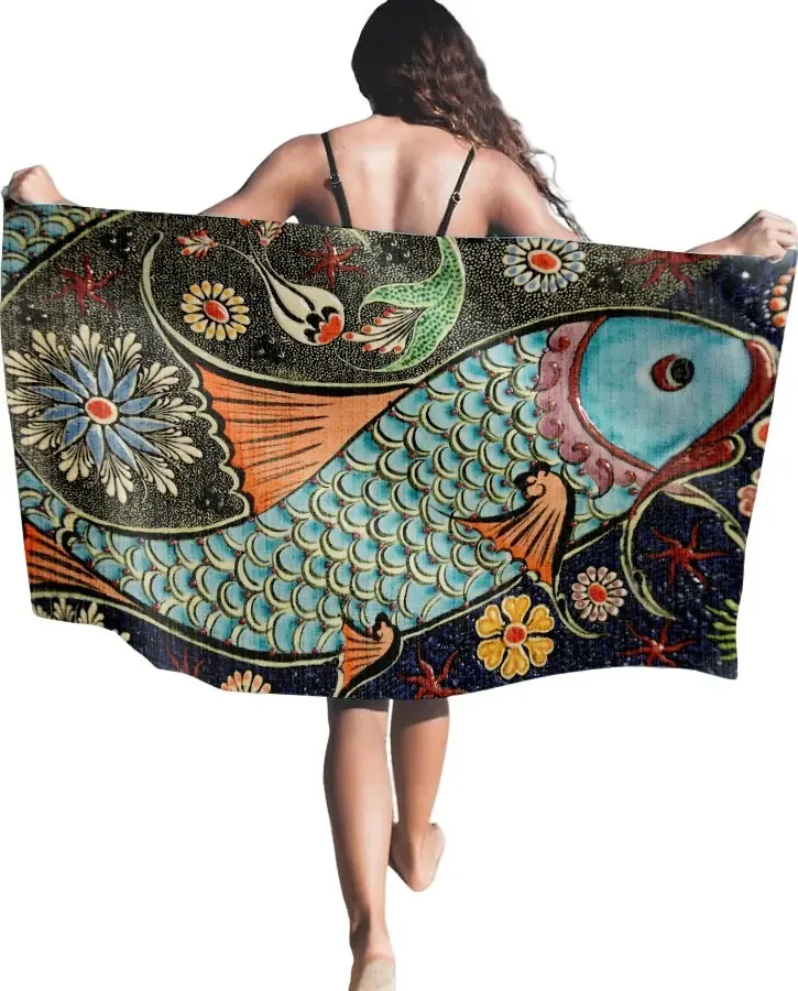Toalhas esportivas de microfibra para banho de natação, ginástica, 180x90cm, cor de peixe, estilo um