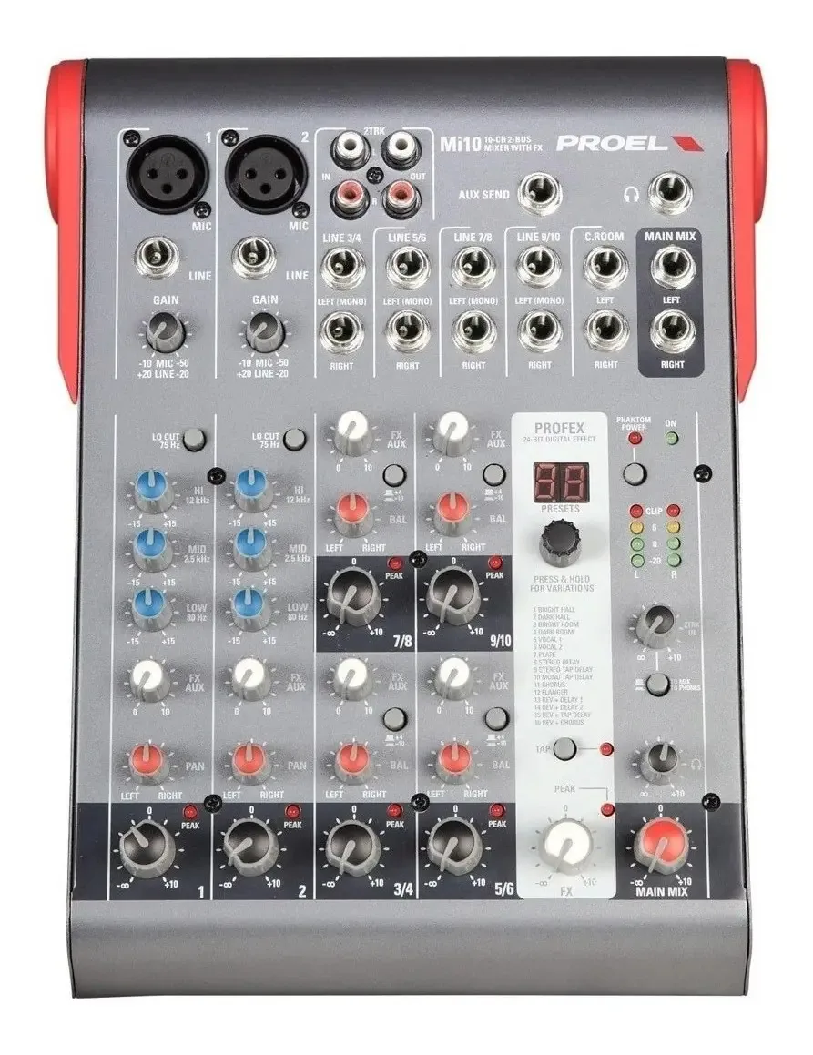 Console de som para mixagem de 10 canais Proel Mi10
