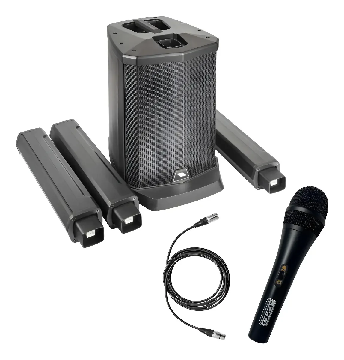 Microfone preto de 400 W com sistema de áudio portátil de tipo linear