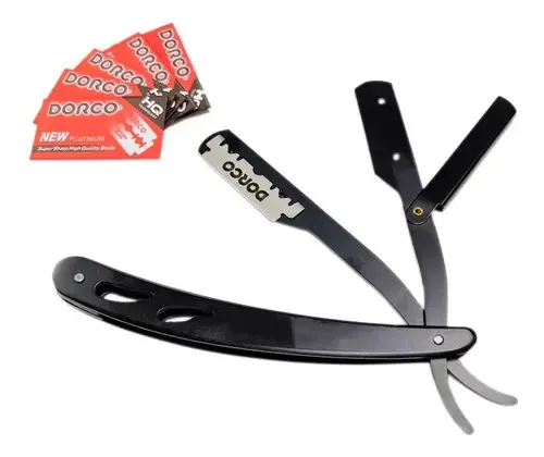 Lâmina de barbear metálica Barbera Matte Black +10 lâminas