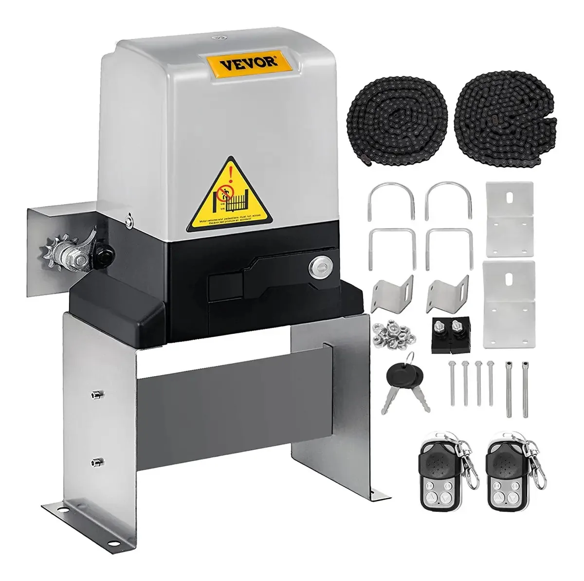 Abridor Automático de Portões Deslizantes Happybuy, 1400 Libras com 2 Controles Remotos, Kit de Hardware de Operador de Portão para Segurança, Velocidade de Movimento de 43 Pés por Minuto, Motor