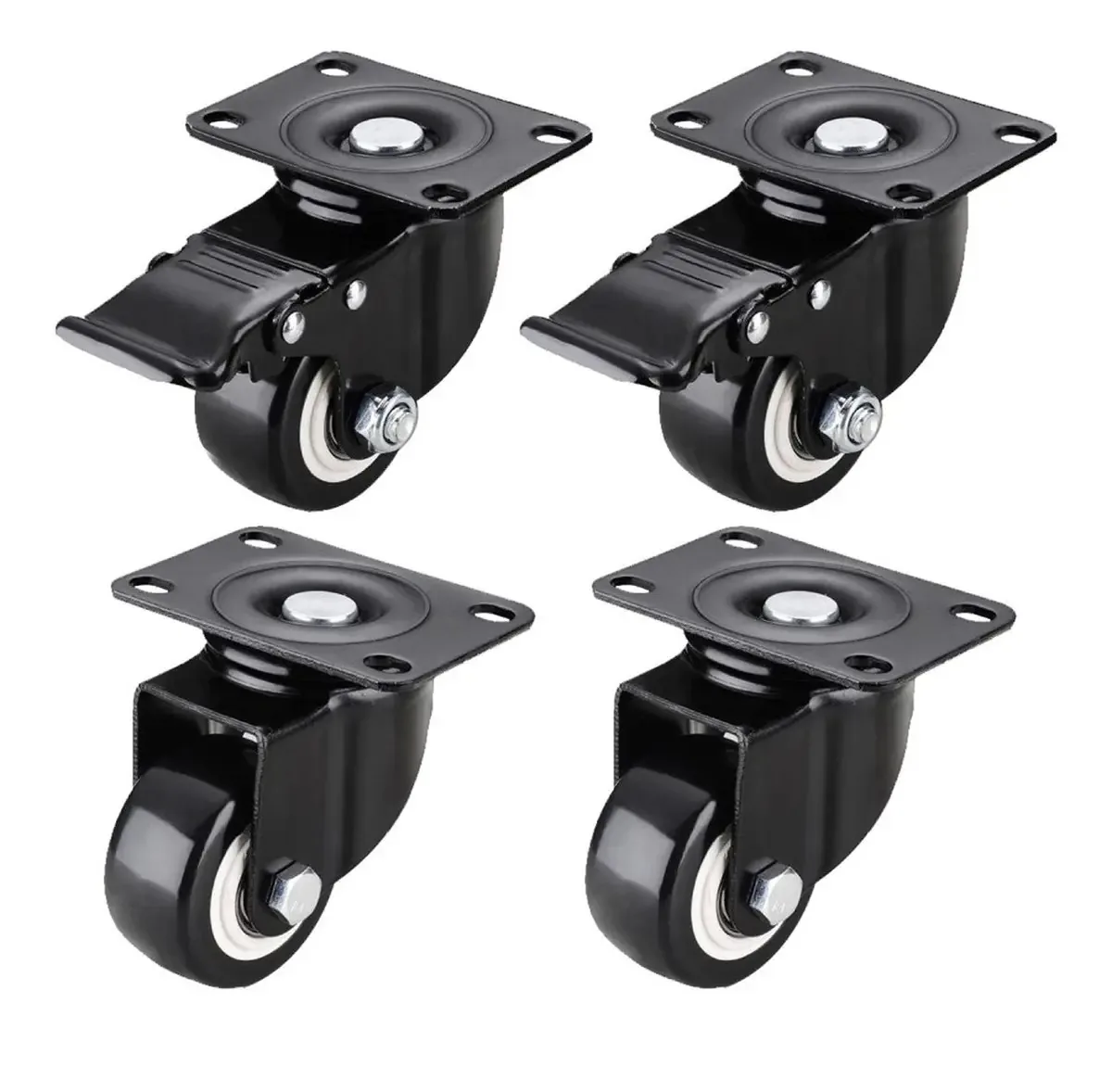 4 rodas, 2 rodas giratórias de 360 graus com rodas