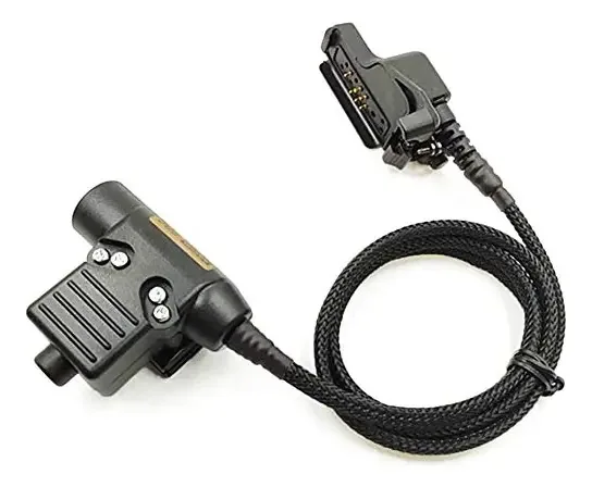 Sistema PTT U94 para Peltor Comtac/MSA Sordin compatível com rádio Motorola Jedi (militar/NATO-EUA/Peltor cabeado)