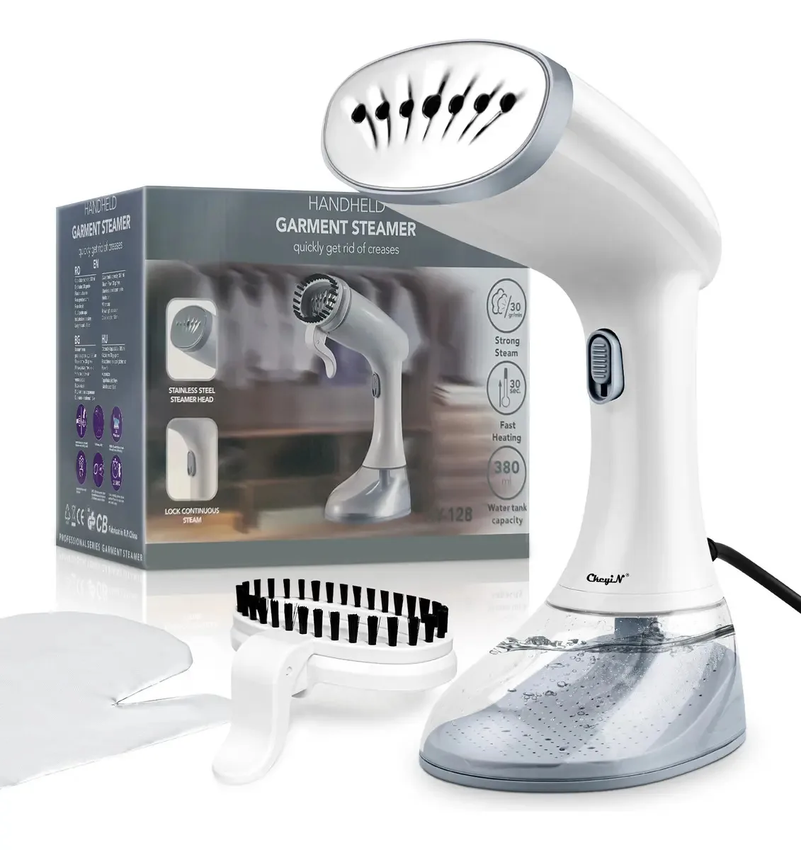 Ferros a vapor portáteis dobráveis verticais e portáteis 1350w 350ml cor branca