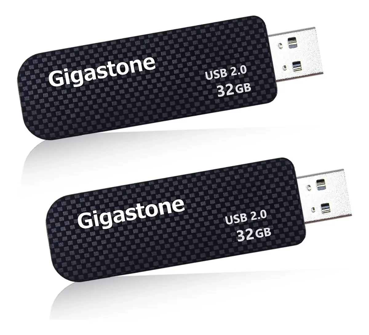Gigastone V30 32gb Usb2.0 Unidade Flash, Pacote com 2, Pen Drive com Design Retrátil Deslizante, Thumb Drive de Fibra de Carbono, Desempenho Confiável e Durável