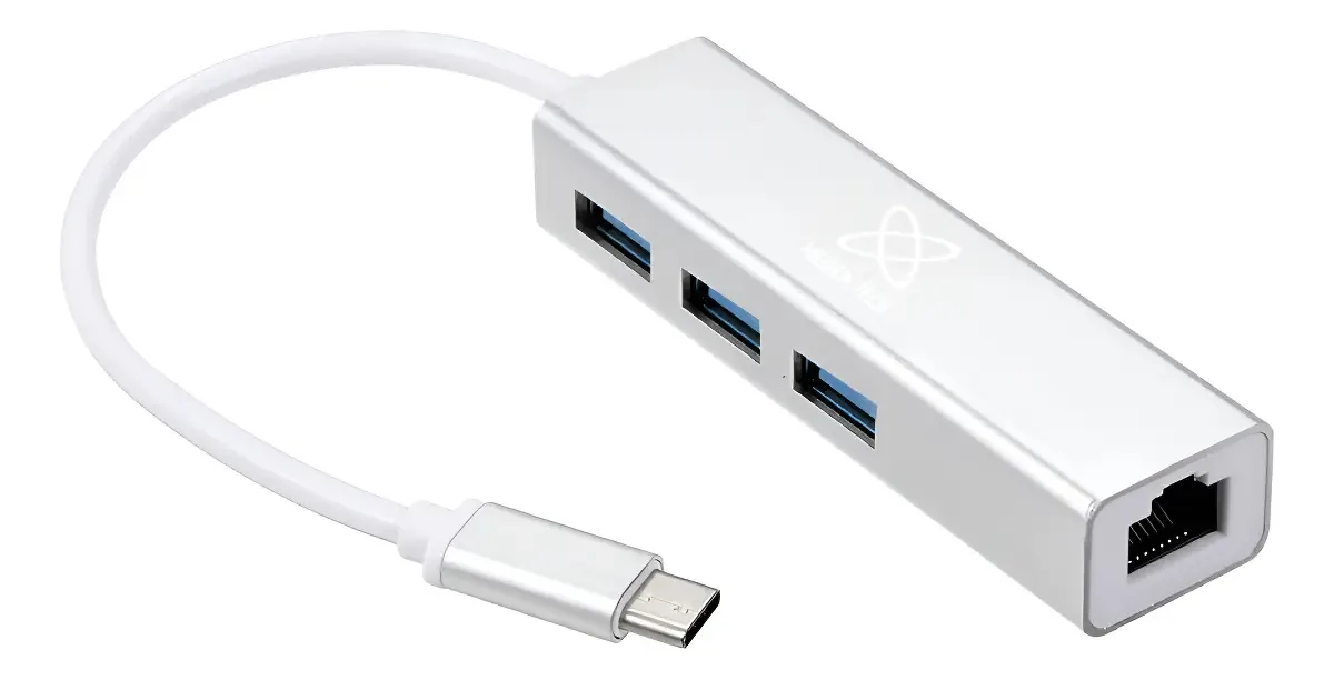 Adaptador de rede Usb C Rj45 Gigabit Usb 3.0 prateado