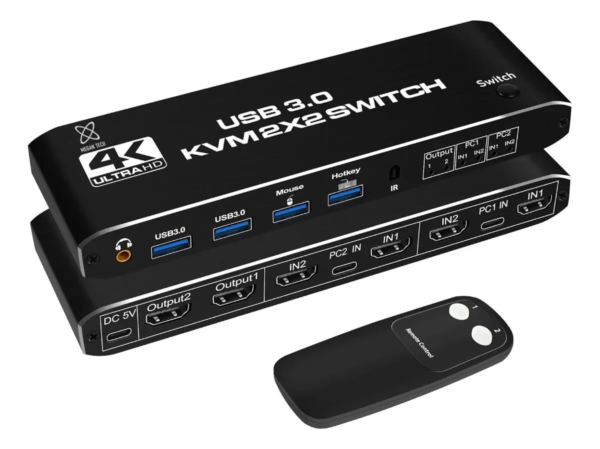 Comutador Megan Tech Kvm, 2 monitores